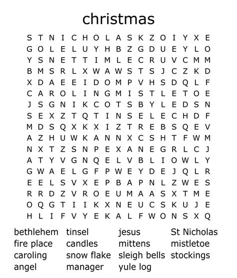 christmas word search wordmint