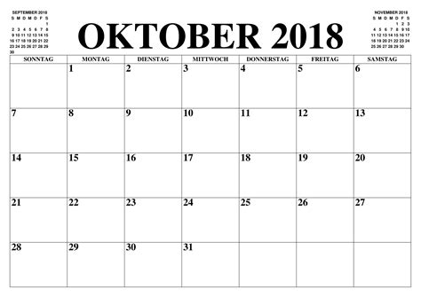 kalender monat oktober  calendar printables calendar printable calendar template