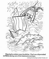 Paul Coloring Pages Shipwrecked Bible Apostle Silas Printables Testament Shipwreck Pauls Kids Rome Apostles School Sunday Prison Old Craft Malta sketch template