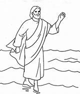 Jesus Coloring Water Walks Pages Walking Drawing Peter Kids Easy Christ Color Simple Printable Walk Draw Ascension Boyhood Colouring Drawings sketch template