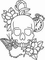 Skull Coloring Pages Adult Designs Tattoo Embroidery Urban Threads Template Printable Colouring Goth Pattern Sheets Outline Patterns Easy Lightning Drawings sketch template