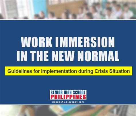 work immersion  crisis situation covid pandemic senior high