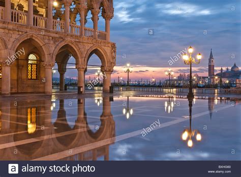 San Marco Square Flooded By Acqua Alta Venice Italy
