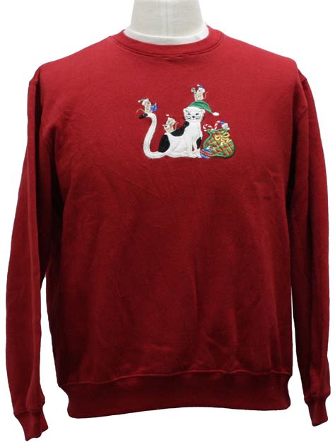 cat tastic ugly christmas sweatshirt classic elements unisex red