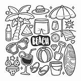 Coloring Beach Doodle Icons Vector Drawn Hand Premium sketch template