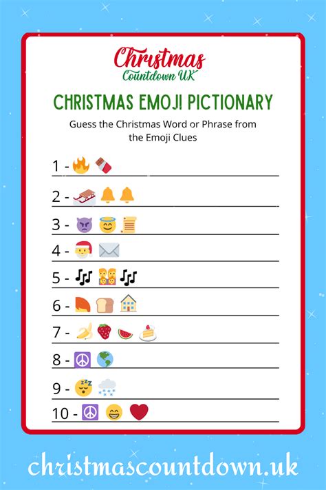 christmas emoji pictonary game  printable