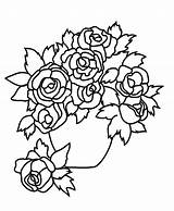 Bouquet Roses Vase Mewarnai Bunga Florero Colorear Merah Mawar Disegno Coloriages Getdrawings sketch template