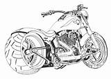 Harley Motorcycle Sketch Davidson Drawing Fatboy Chopper Bike Ink Night Pen Sketches Bobber Road sketch template