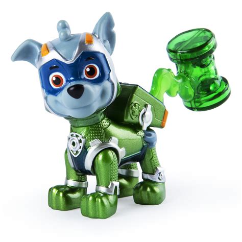 paw patrol mighty pups super paws rocky figure  transforming backpack  kids aged