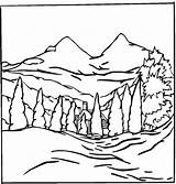 Coloring Pages Landscape Printable Winter Horizon Scenery Templates Adults Nature Kids Foreground Painting Landscapes Background Print Detailed Drawing Coloring4free Mountain sketch template