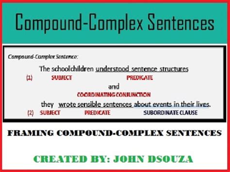 compound complex sentences lesson  resources  john