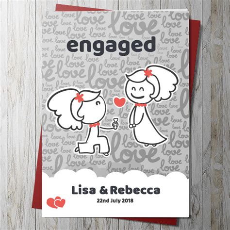 Two Gals Engagement Card Personalised Lesbian Card