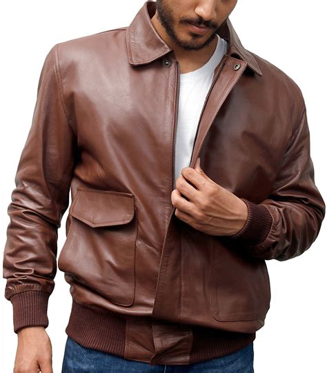 mens   light brown leather bomber jacket xtremejackets