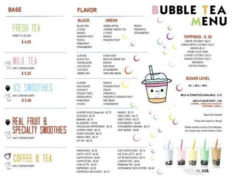 delicious bubble tea options  food koma