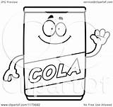 Waving Cola Mascot Coloring Clipart Cartoon Outlined Vector Thoman Cory Royalty sketch template