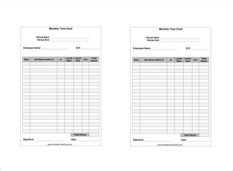 printable time card templates  excel