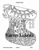 Hang Coloring Ready Adult Christmas Karen Pages Book sketch template