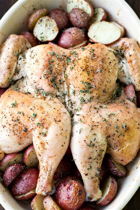 spatchcocked roasted chicken with lemon and thyme cook like a