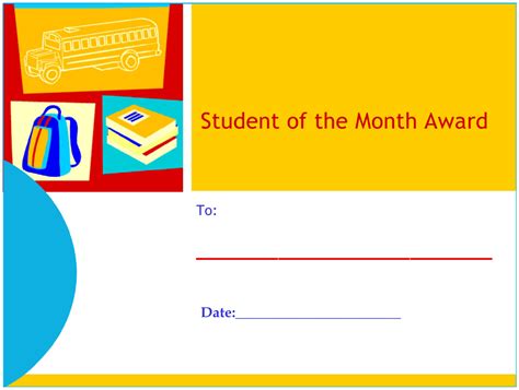 student   month award certificate template varicolored