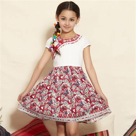 Girls Chinese Traditional Teenage Dress For Teens Cheongsam Belt Cotton