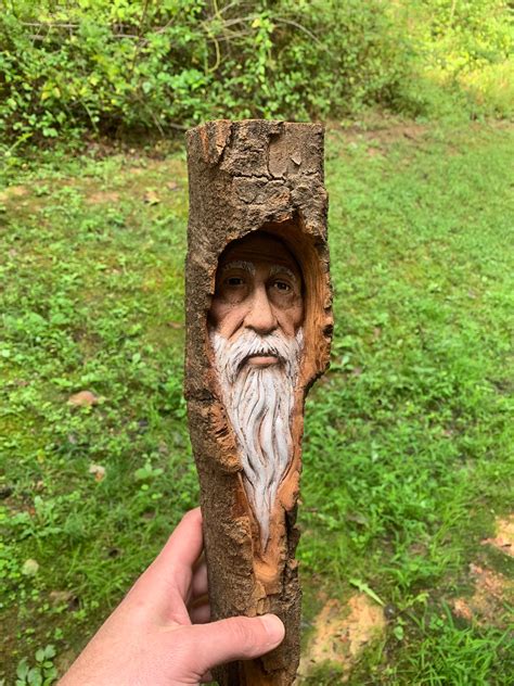 wood carving wizard hand carved wood art  josh carte   ohio wood wall art  man