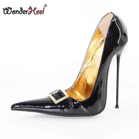 wonderheel new ultra high heel 16cm thin metal heel patent leather sexy