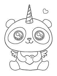 unicorn panda coloring page cute animals unicorns coloring pages