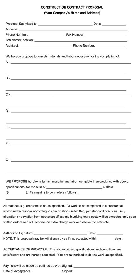 printable blank bid proposal forms proposal templates proposal