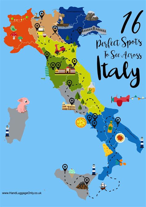 tourist map  italy tourist attractions  monuments  italy