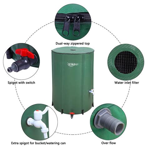 vingli  gallon collapsible rain barrel portable water storage tank rainwater collection