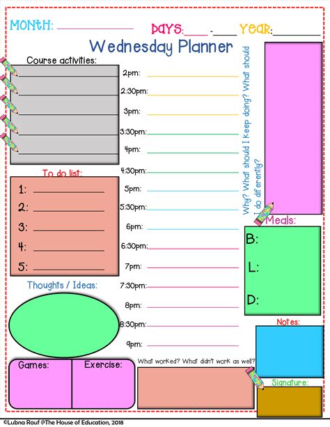 editable daily planner overview templates teaching resources