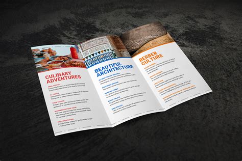 colorful moroccan minimalist travel trifold brochure idea venngage brochure examples