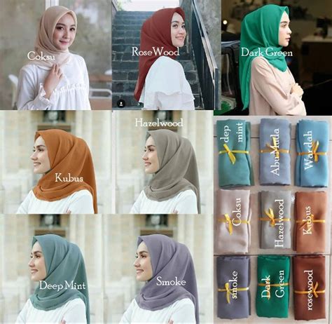 warna jilbab bella square tosca voal motif
