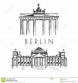 Berlino Drawn Disegnati Punti Vettore Riferimento Brandenburg sketch template