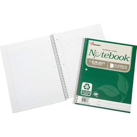 skilcraft nsn single subject wide rule spiral notebook pack