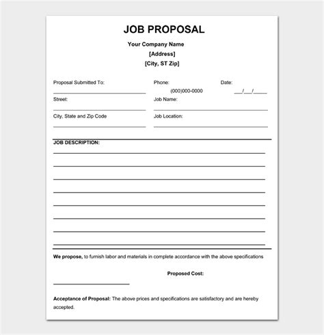 job proposal templates  examples word