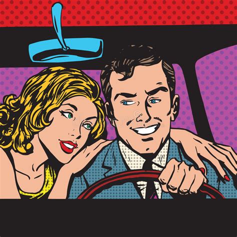 man and woman pop art comics retro style halftone stock illustration
