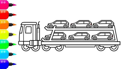 draw  car carrier  kids transport truck coloring page