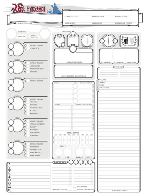 5e Revamped Character Sheet Elements Of Fiction Gaming