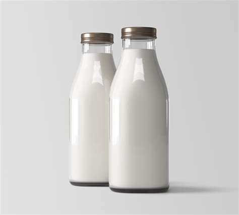 milk bottles mockup psd
