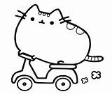 Pusheen Coloring Pages Kids Cat Printable Bike Clipartmag Fat Cats sketch template