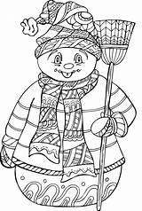 Coloring Pages Adults Winter Snowman Christmas Cold Adult Printable Weather Colouring Books Kids Print Color Book Sheets Chill Mandala Santa sketch template