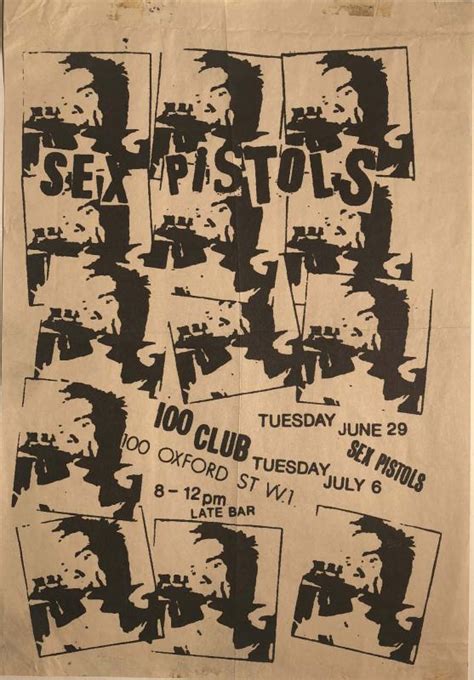 sex pistols 100 club june 29th flyer vintage movie art