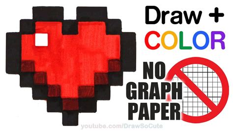 draw color  minecraft heart easy  graph paper step  step