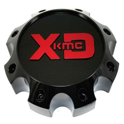 kmc xd xd boneyard wheel center hub cap  red logo glossy black kmc xd series