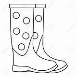 Boots Rain Drawing Outline Rubber Getdrawings Dotted sketch template