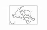 Playful Kitten Scared Tomcat sketch template