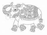 Indian Elephant Drawing Coloring Adults Ethnic Hindu Line Book Original Vector Colourbox Stock Illustration Drawings Supplier sketch template