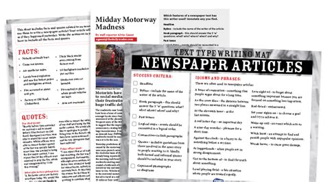 year  newspaper articles writing planners  model texts ks
