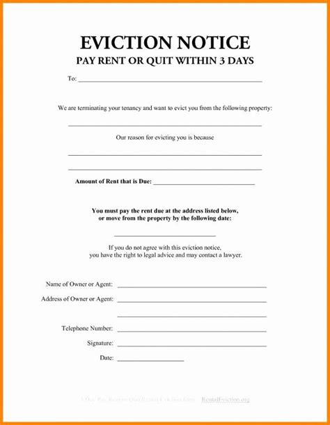 printable eviction notice template   eviction notice
